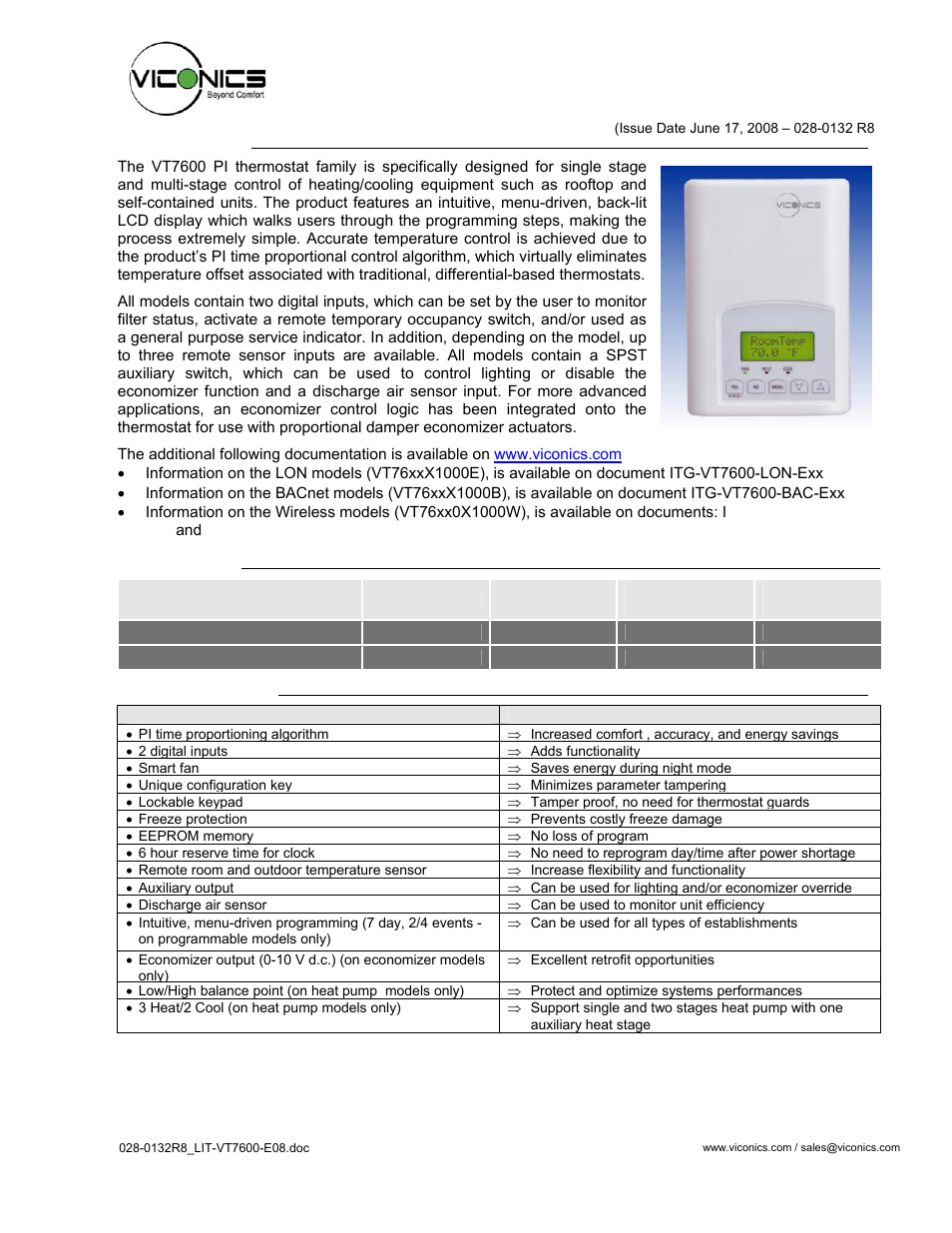 Viconics VT7600 Installation Guide (First Release 1000 Series) User Manual | 24 pages