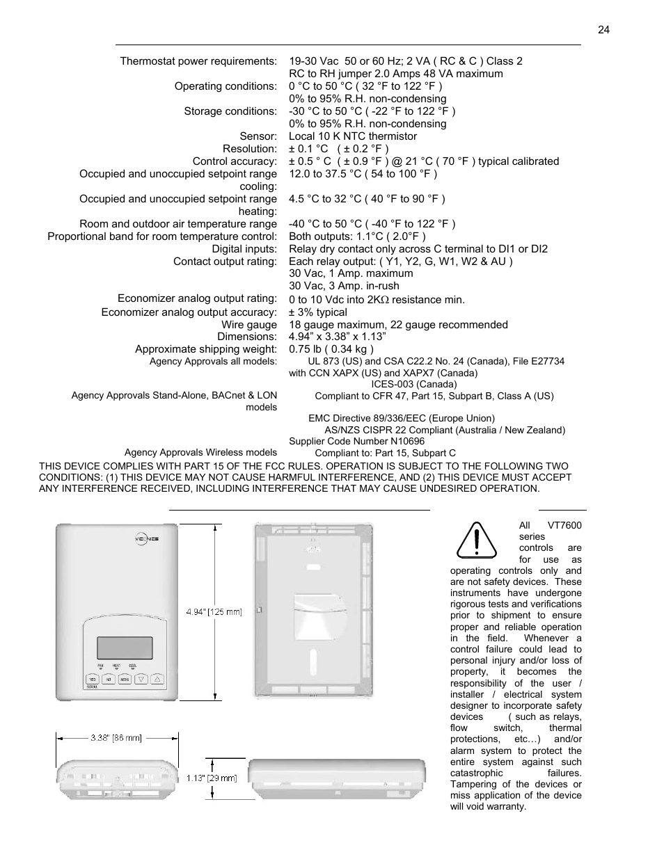 Viconics VT7600 Installation Guide (First Release 1000 Series) User Manual | Page 24 / 24