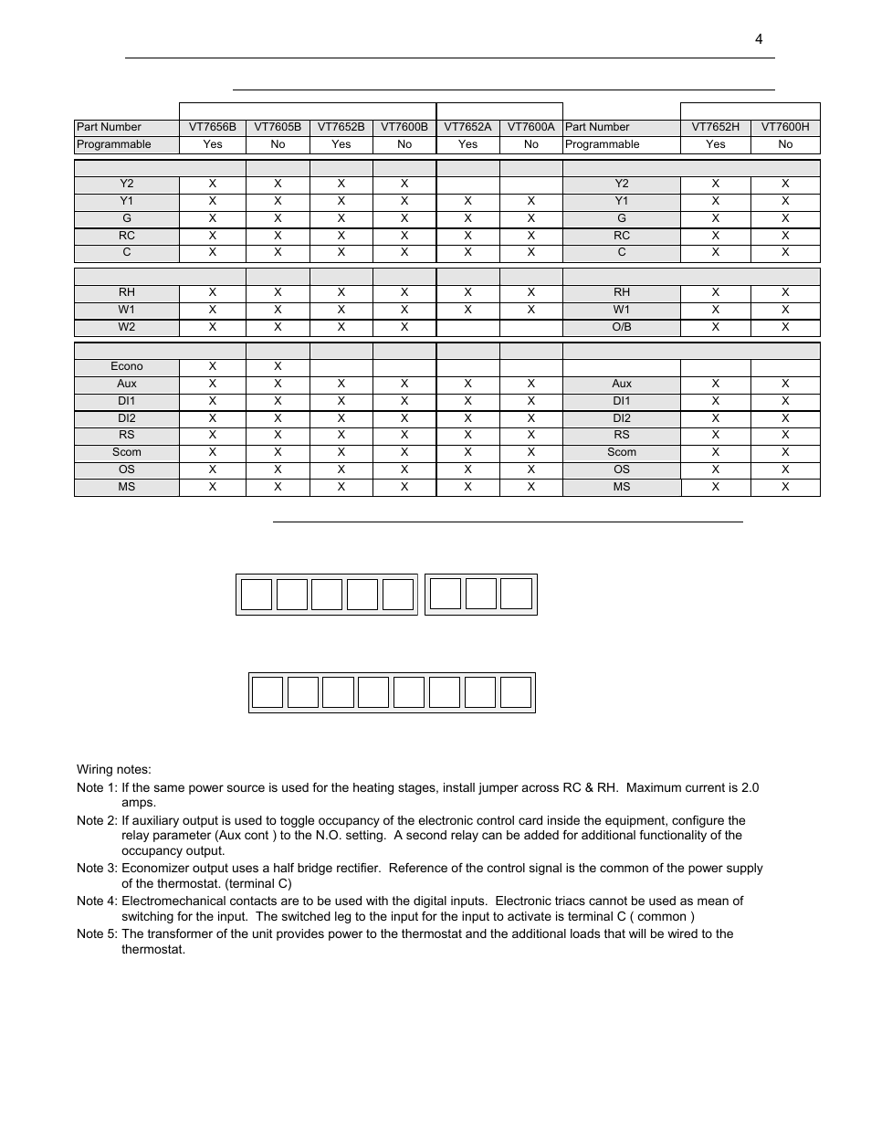 Ec au d1 d2 rs, Os ms y2 y1 g rc c rh w1 | Viconics VT7600 Installation Guide (First Release 1000 Series) User Manual | Page 4 / 24