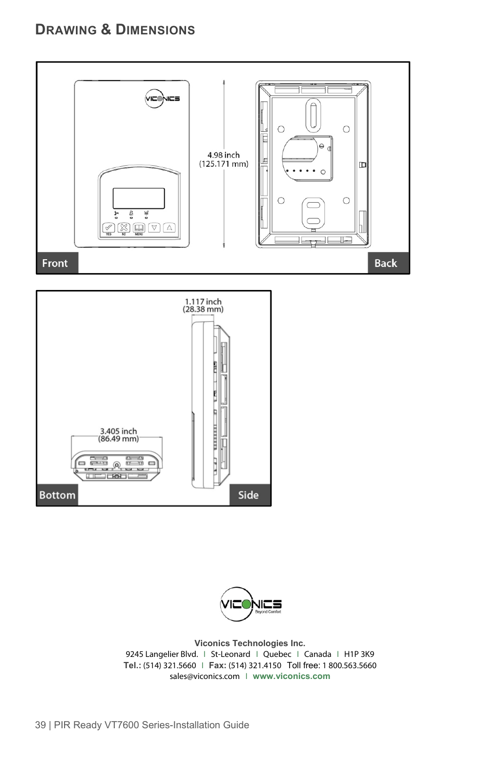 Viconics VT7600 Installation Guide (Current Release 5000 Series PIR Ready) User Manual | Page 39 / 39