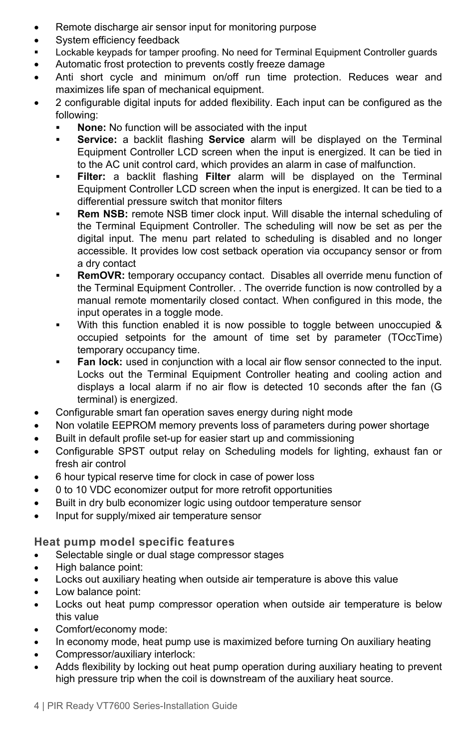 Viconics VT7600 Installation Guide (Current Release 5000 Series PIR Ready) User Manual | Page 4 / 39