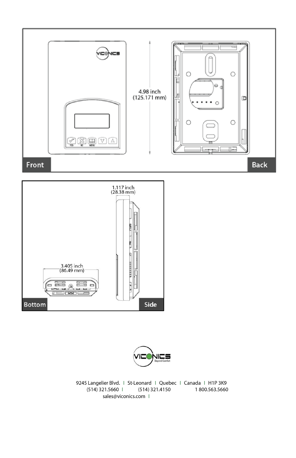 Drawing & dimensions | Viconics VT7682S Installation Manual User Manual | Page 19 / 19