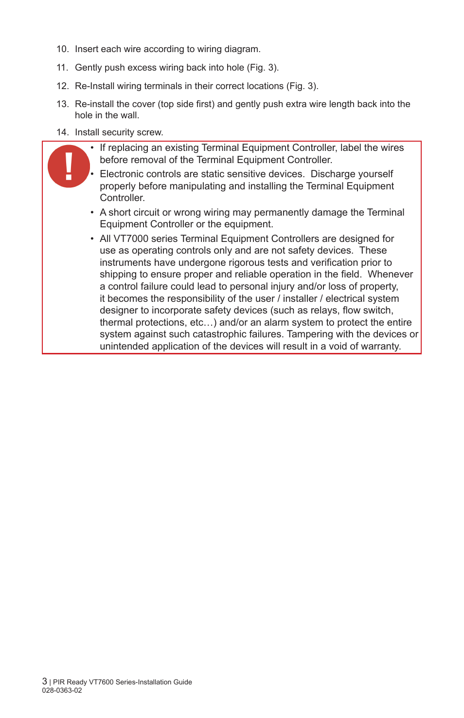 Viconics VT7606E Installation Manual User Manual | Page 3 / 34