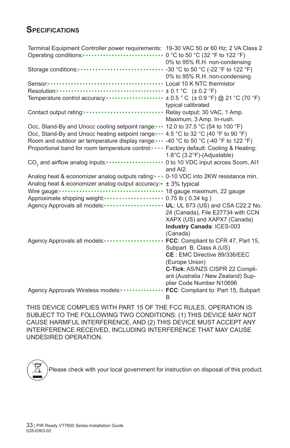 Viconics VT7606E Installation Manual User Manual | Page 33 / 34