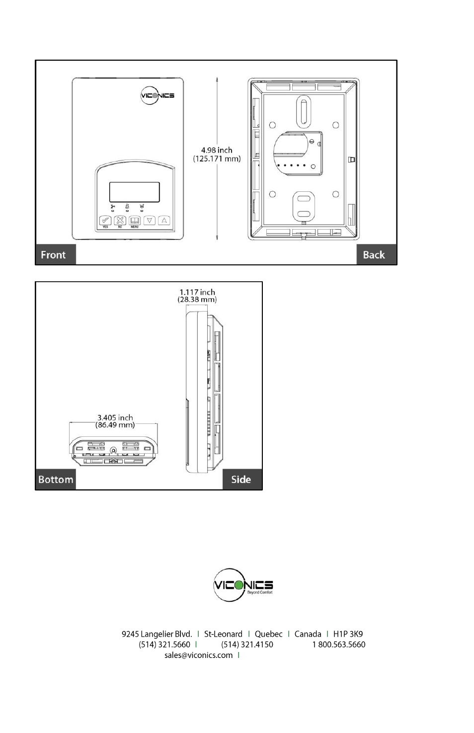 Drawing & dimensions | Viconics VT7600W Installation Manual User Manual | Page 35 / 35