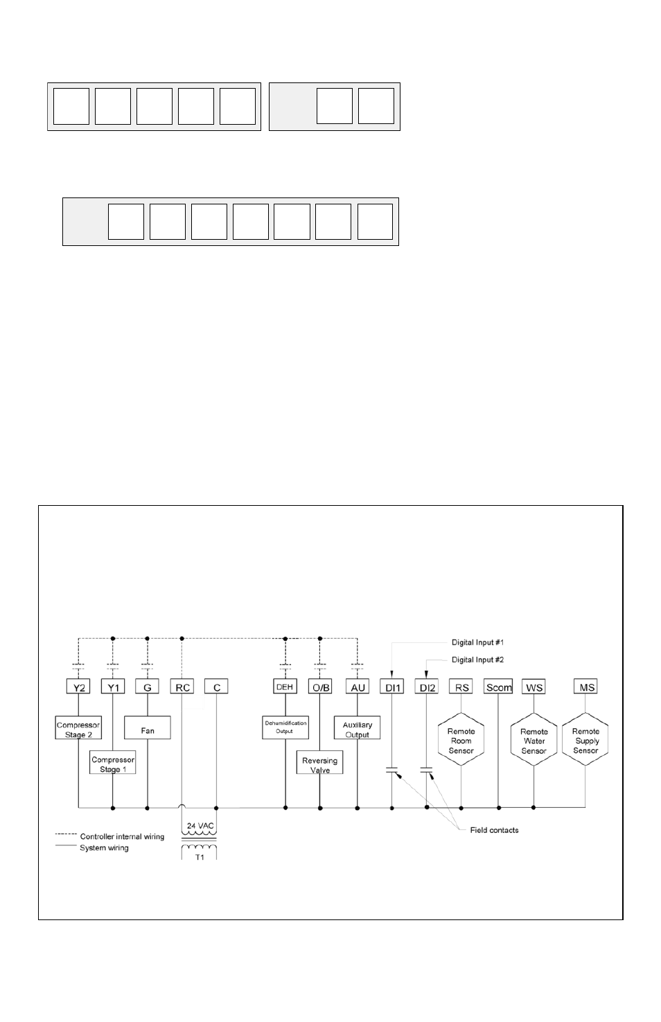 Screw terminal arrangement, Main outputs wiring, Typical applications | Viconics VT7600W Installation Manual User Manual | Page 7 / 35