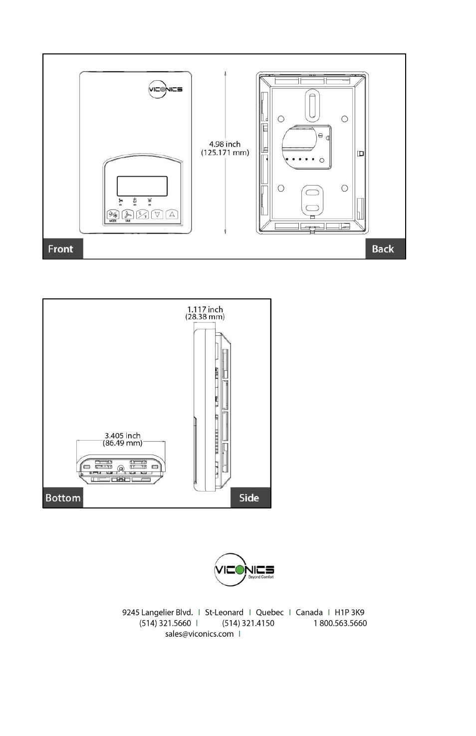 Drawing & dimensions | Viconics VT7300F-2572 Installation Manual User Manual | Page 26 / 26