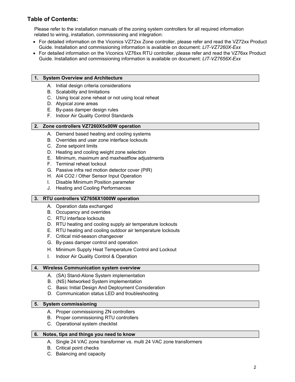Viconics VWZS Application Guide User Manual | Page 2 / 40