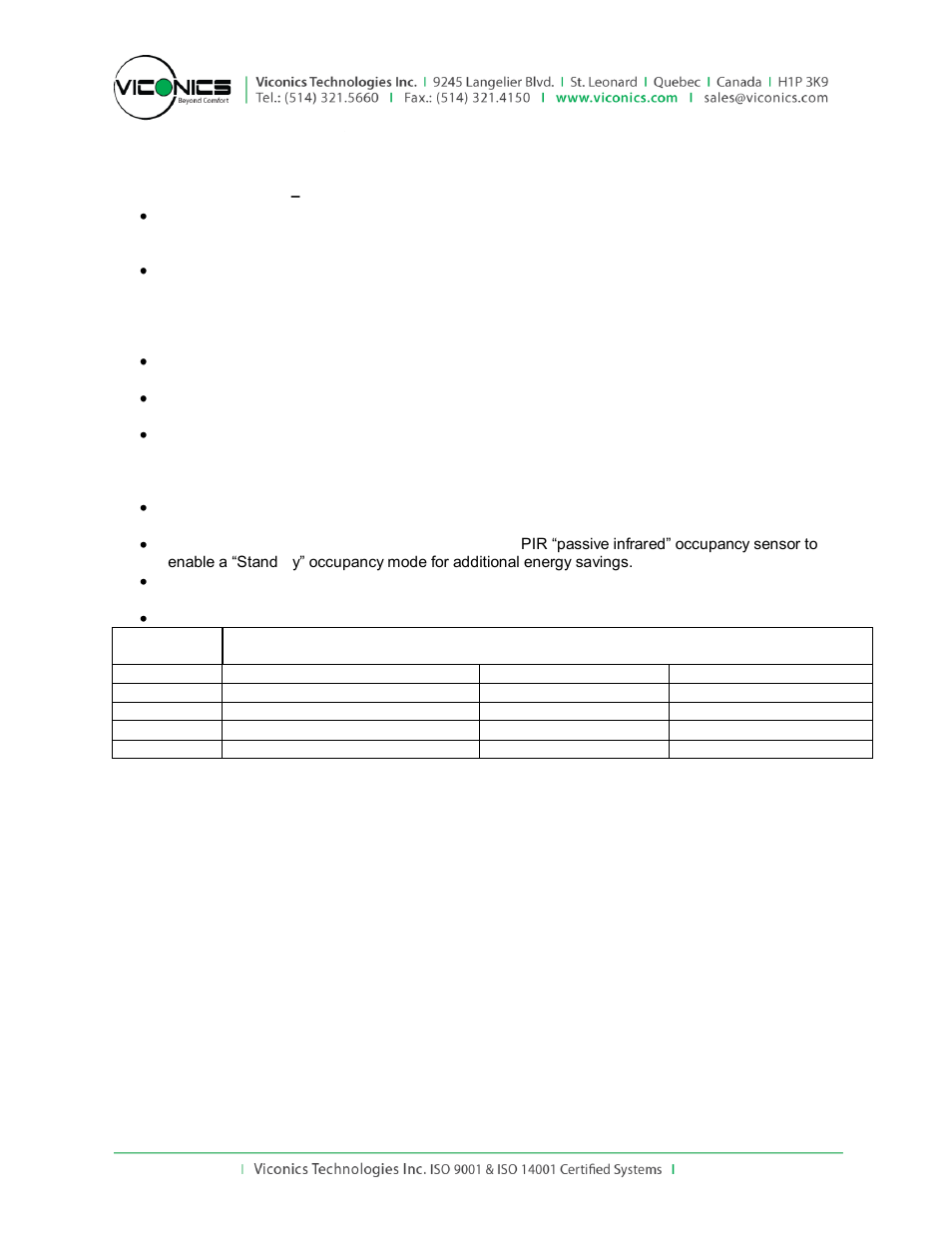 Viconics VBZS Engineering Guide Specifications User Manual | Page 8 / 12