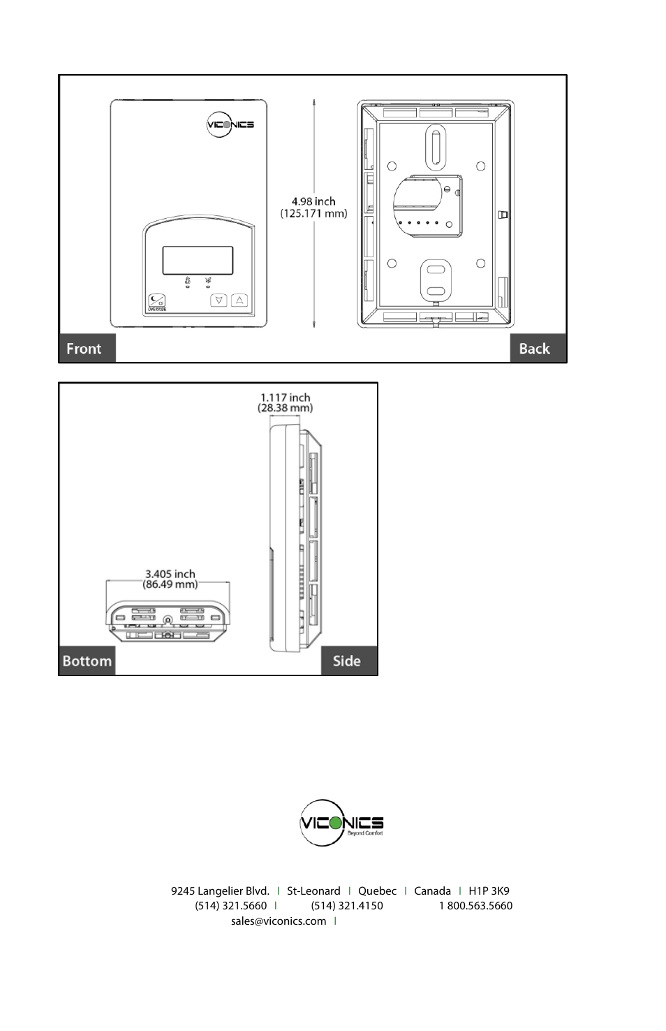 Drawing & dimensions | Viconics VZ7260X Installation Guide User Manual | Page 35 / 35