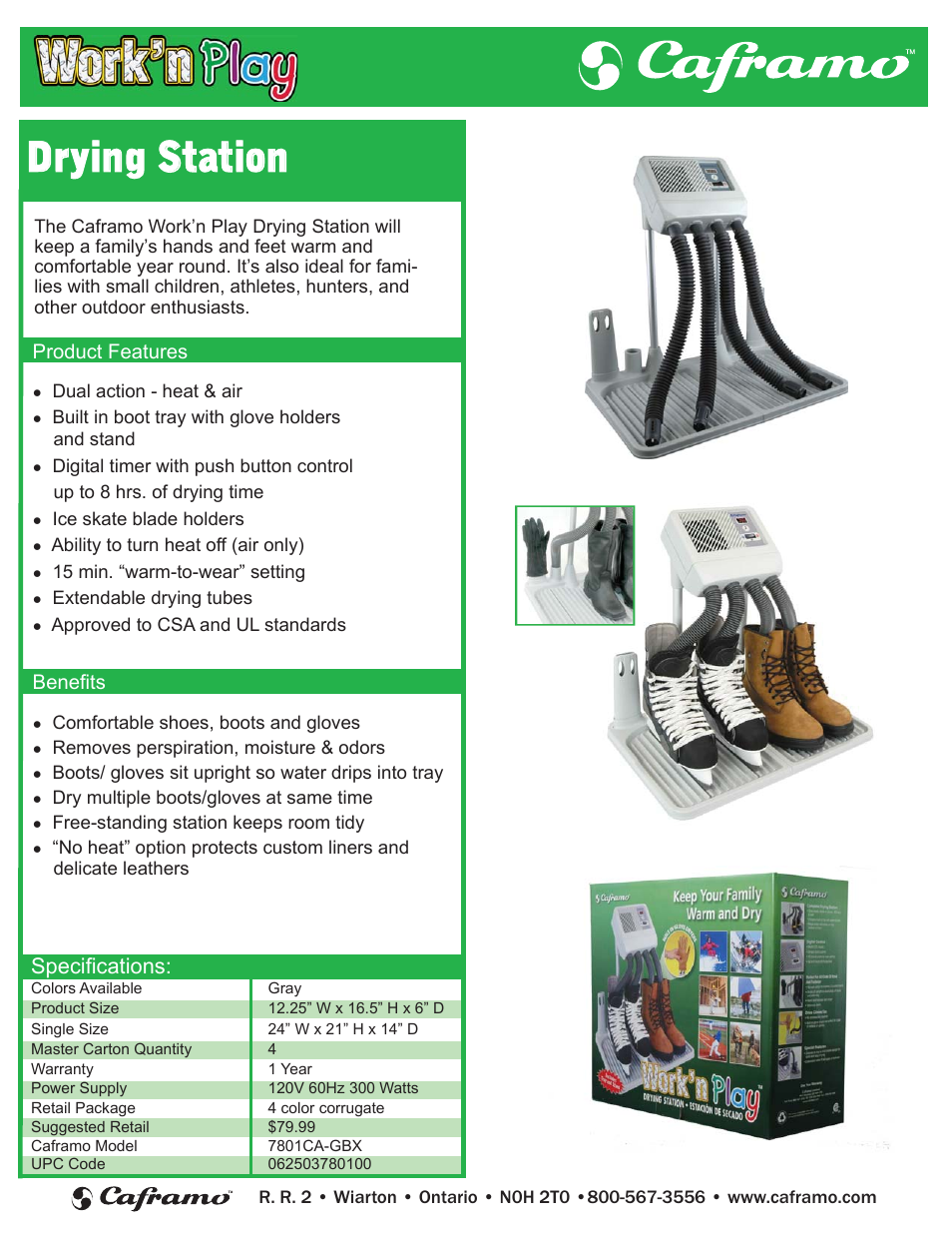 Caframo Work'n Play Drying Station 7801CA-GBX User Manual | 1 page
