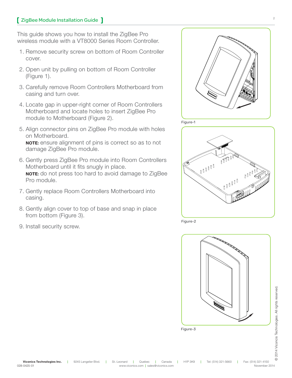 Zigbee module installation guide | Viconics VCM8000V5045P (ZigBee Pro) Installation Guide for Zigbee Pro Module User Manual | Page 2 / 3