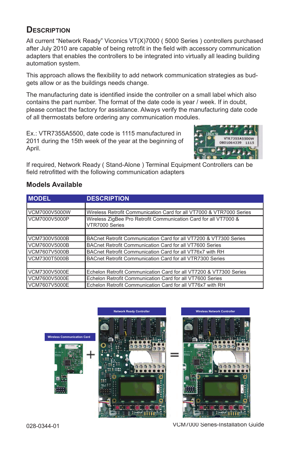 Models available | Viconics VCM7000 Series (ZigBee Pro  Classic ZigBee) Installation Guide User Manual | Page 2 / 4