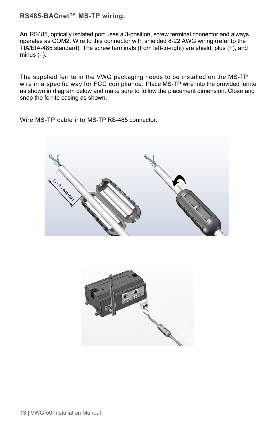 Viconics VWG-50 (Classic ZigBee) Installation Guide User Manual | Page 13 / 20