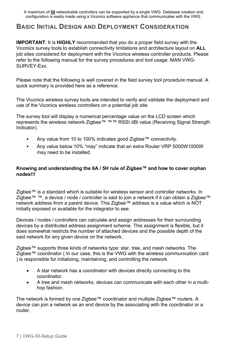 Viconics VWG-50 (Classic ZigBee) Design Consideration and Setup Guide User Manual | Page 7 / 33