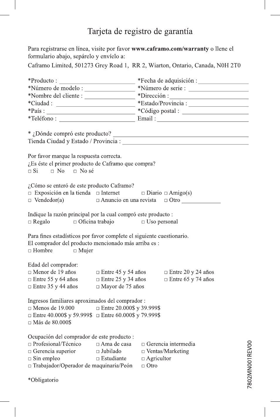 Caframo 7802CA-GBX User Manual | Page 12 / 12