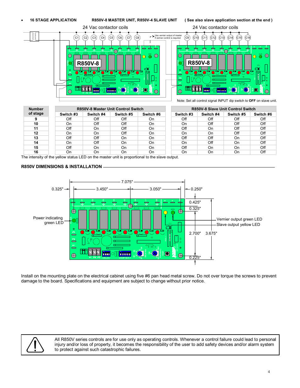 R850v-8, 24 vac contactor coils | Viconics R850 Installation Guide User Manual | Page 4 / 6