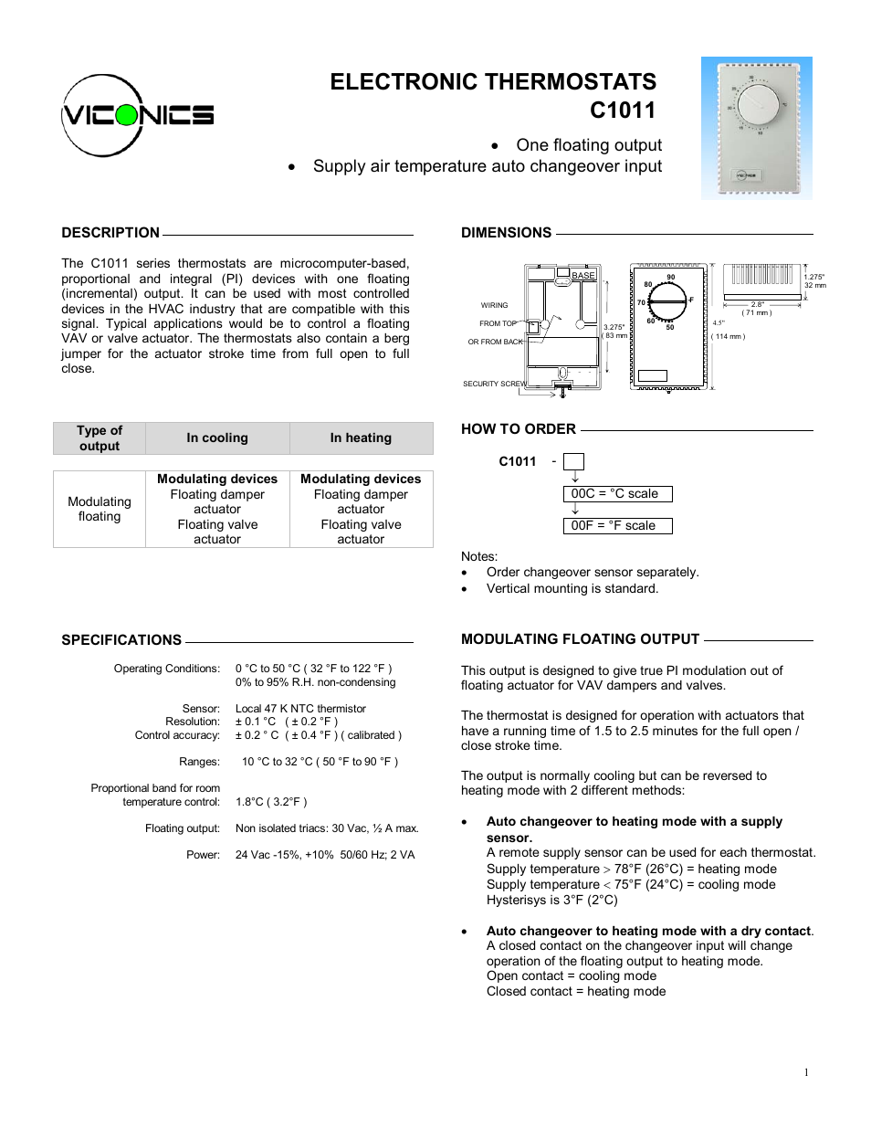 Viconics C1011 User Manual | 4 pages