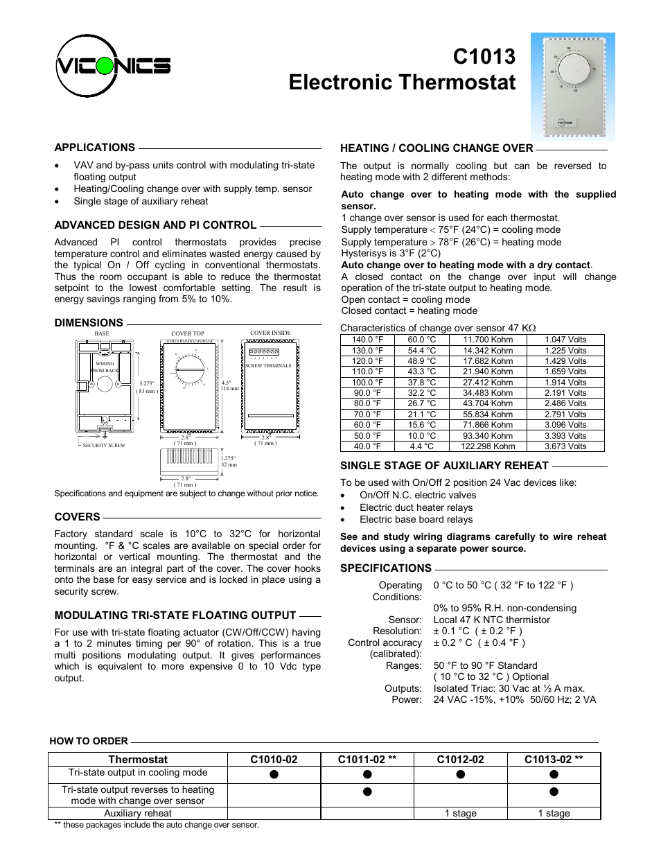 Viconics C1013 User Manual | 2 pages