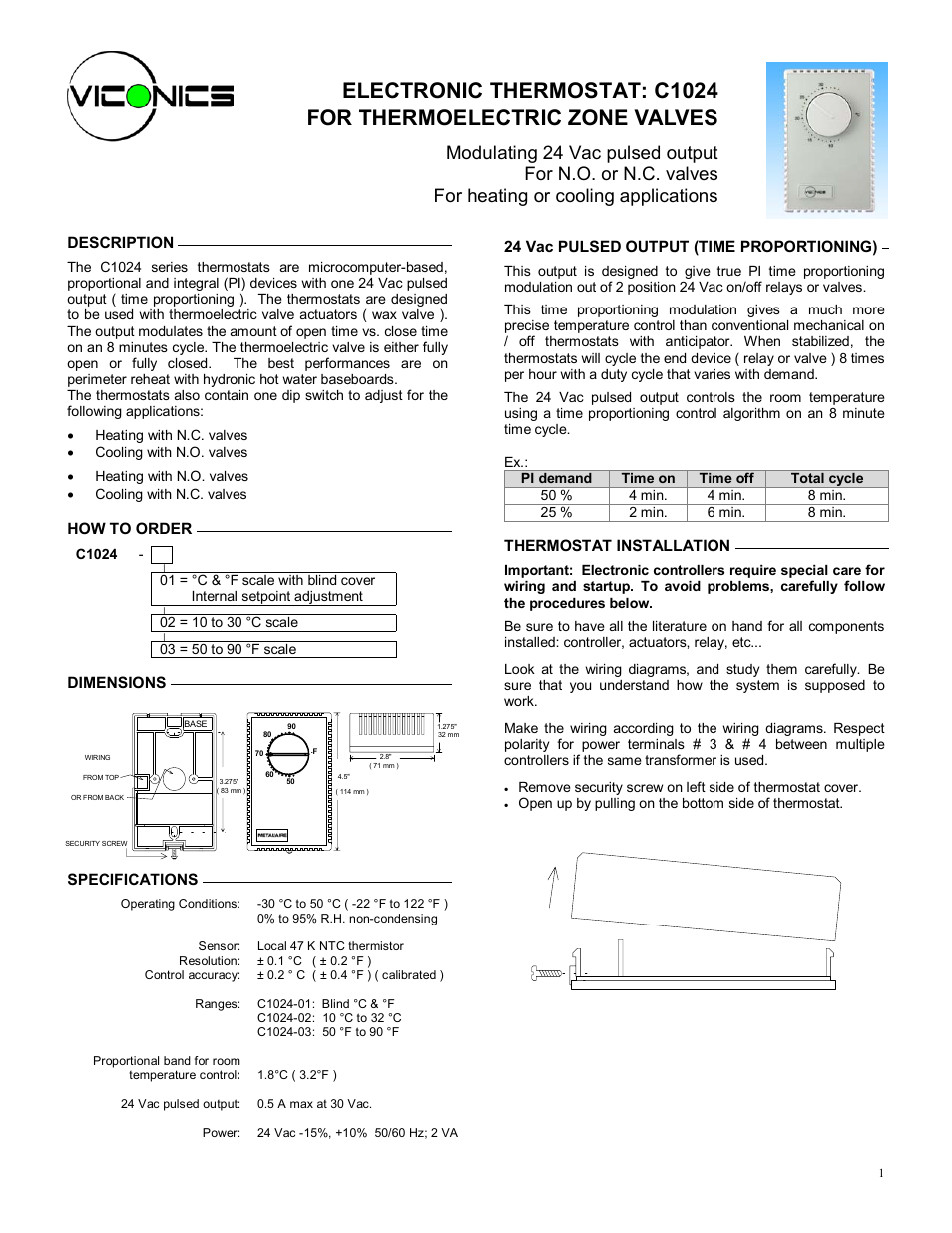 Viconics C1024 User Manual | 2 pages