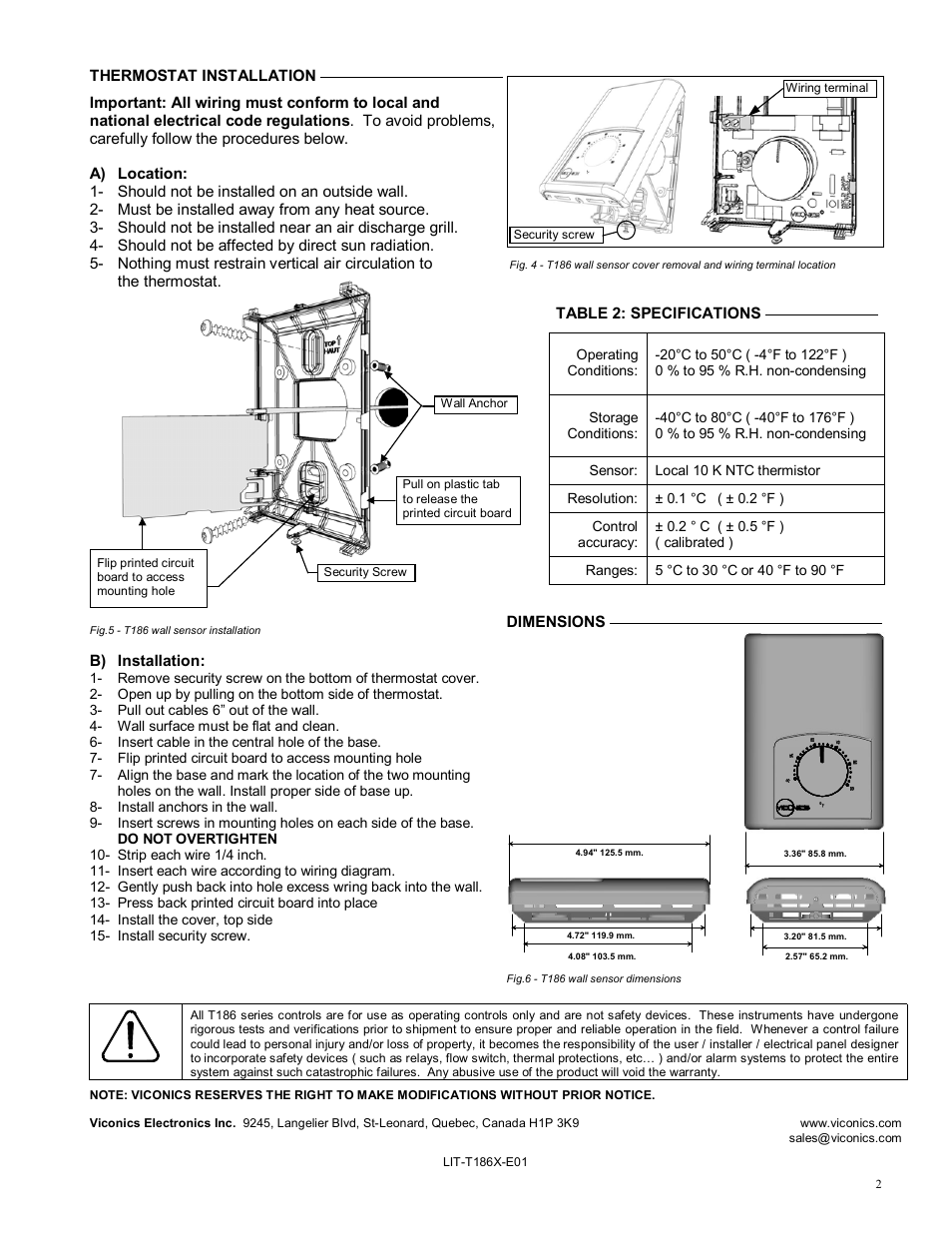 Viconics T186 User Manual | Page 2 / 2