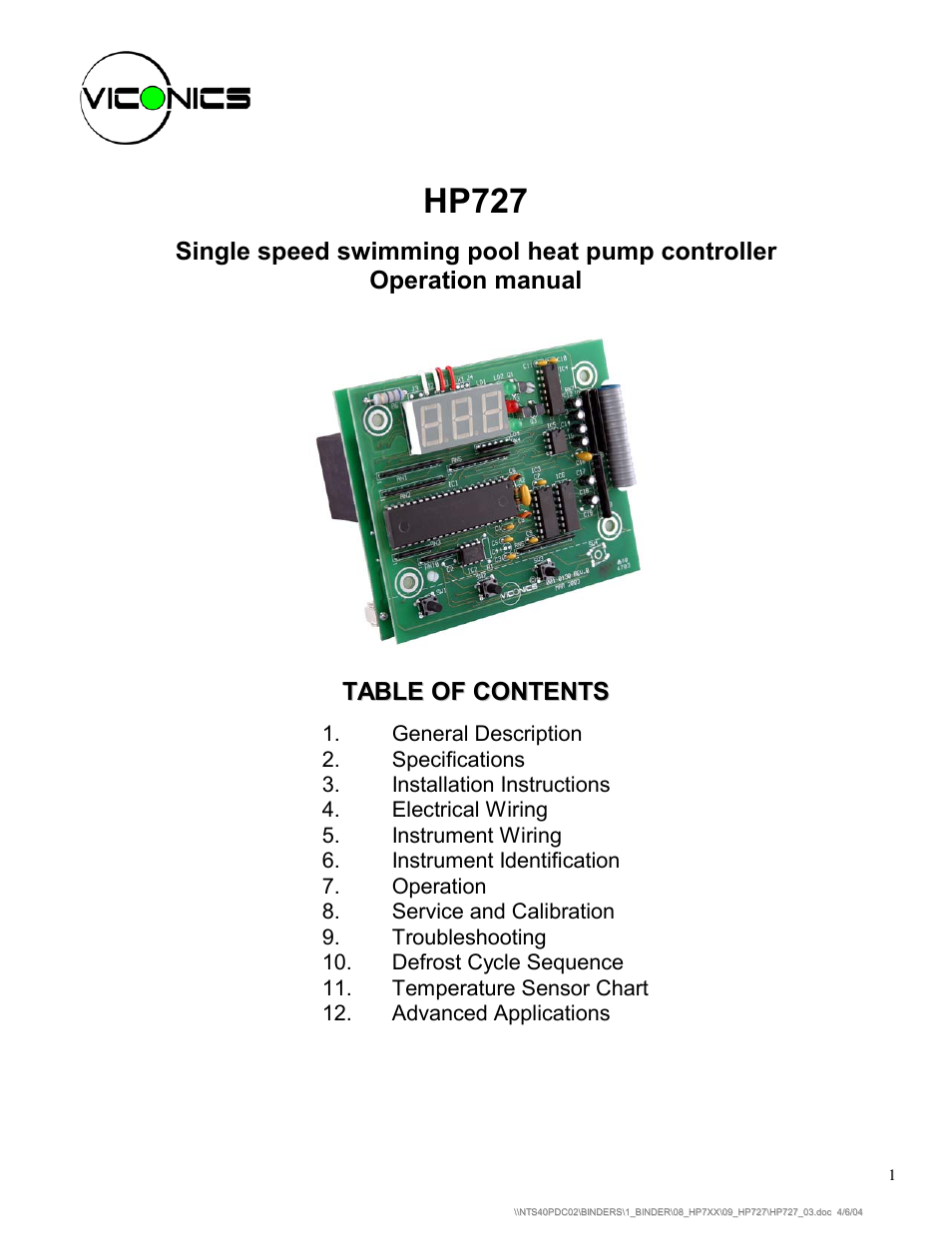 Viconics HP727 User Manual | 15 pages