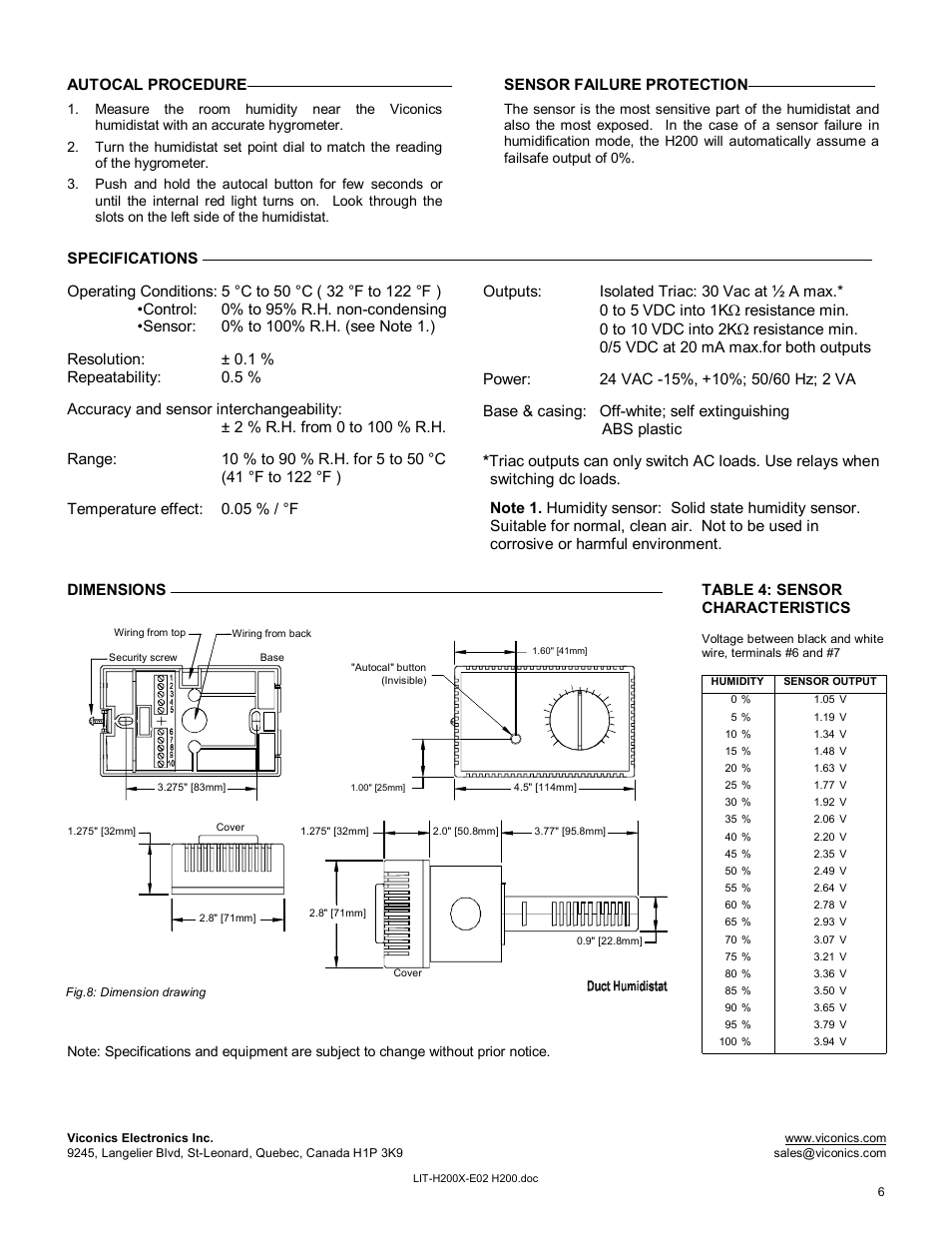 Viconics H200 User Manual | Page 6 / 6