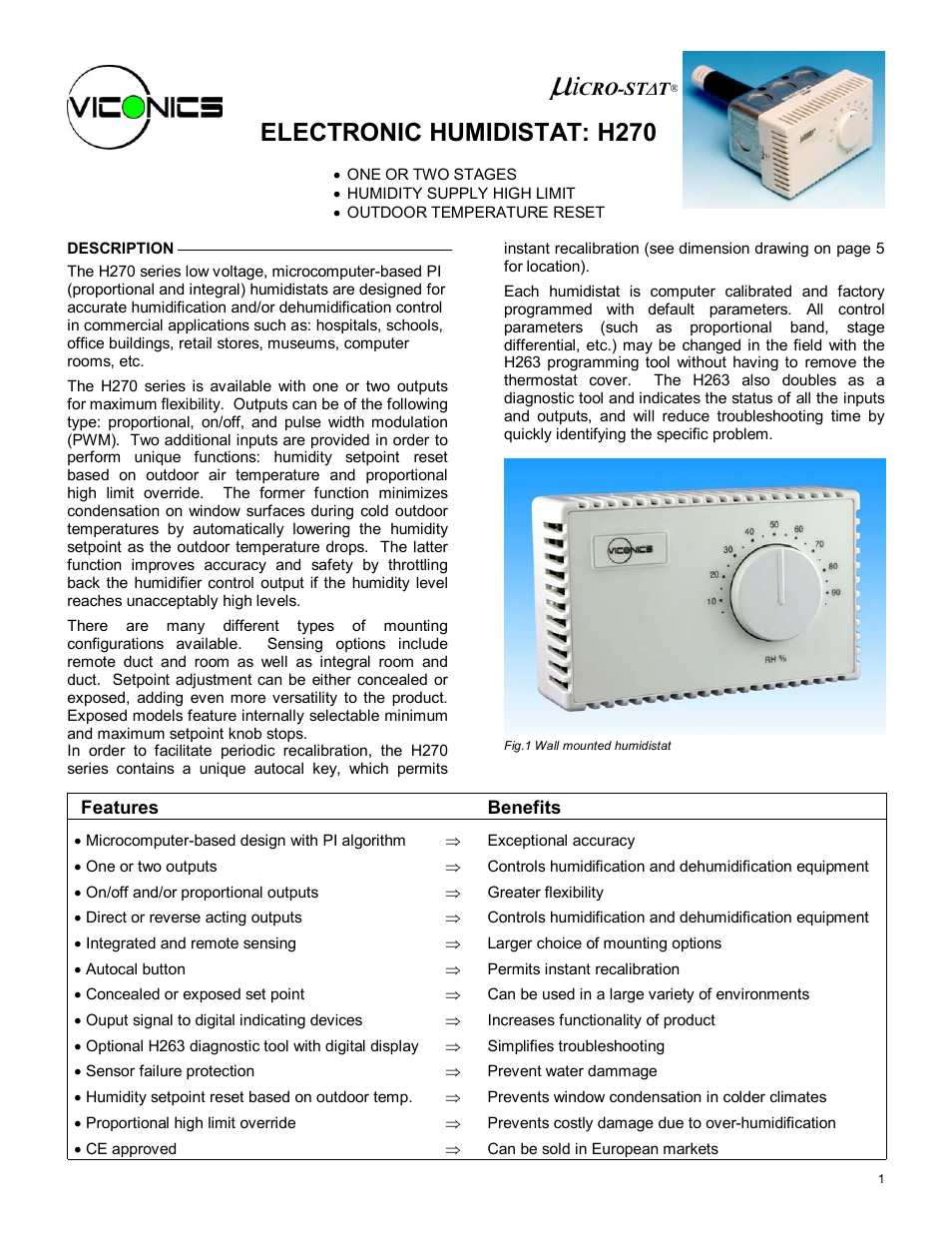 Viconics H270 User Manual | 7 pages