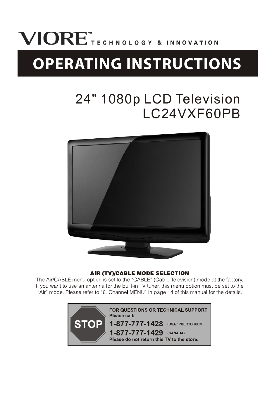 VIORE LC24VXF60PB User Manual | 17 pages