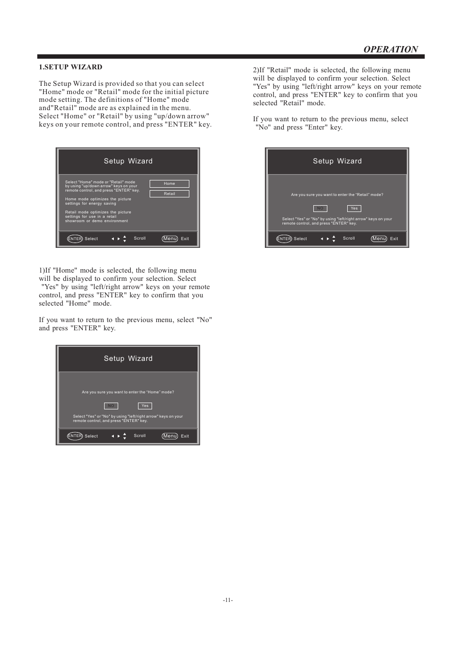 Operation, Setup wizard | VIORE LC24VF56GM User Manual | Page 12 / 18