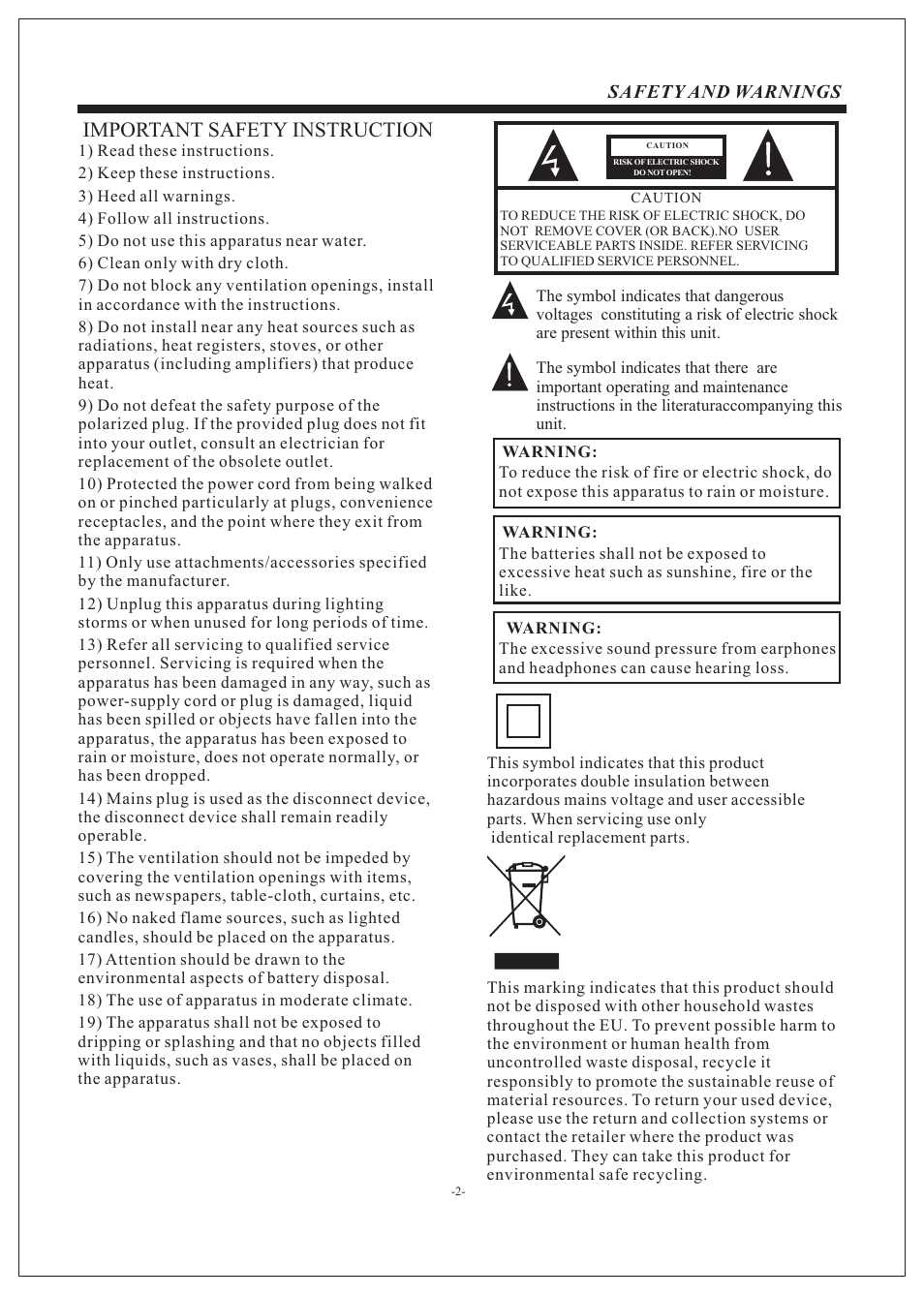 Important safety instruction | VIORE LC24VF56GM User Manual | Page 3 / 18