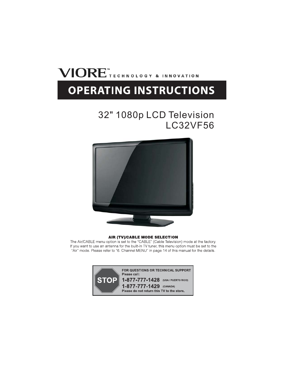 VIORE LC32VF56 User Manual | 17 pages