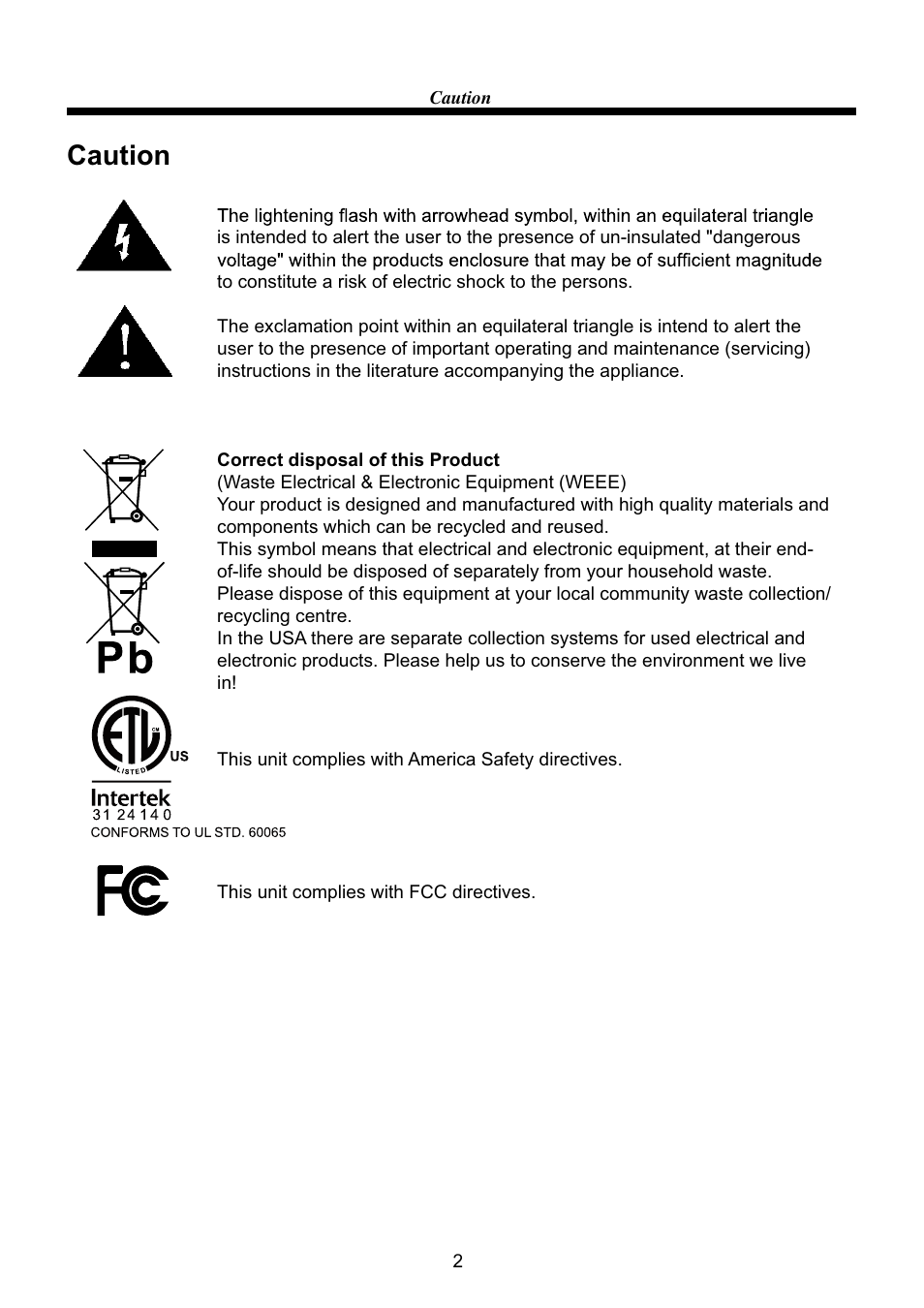Caution | VIORE LC32VF60CN User Manual | Page 4 / 28