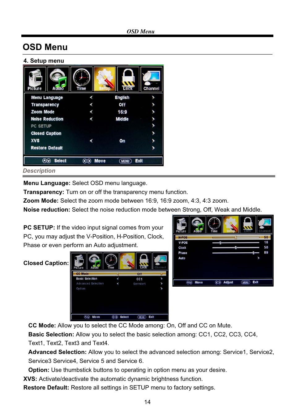 Osd menu | VIORE LC32VF62 User Manual | Page 16 / 24