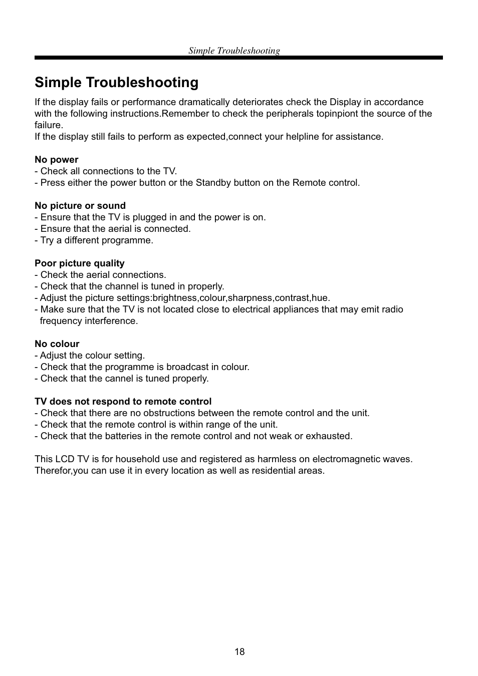 Simple troubleshooting | VIORE LC32VF62 User Manual | Page 20 / 24