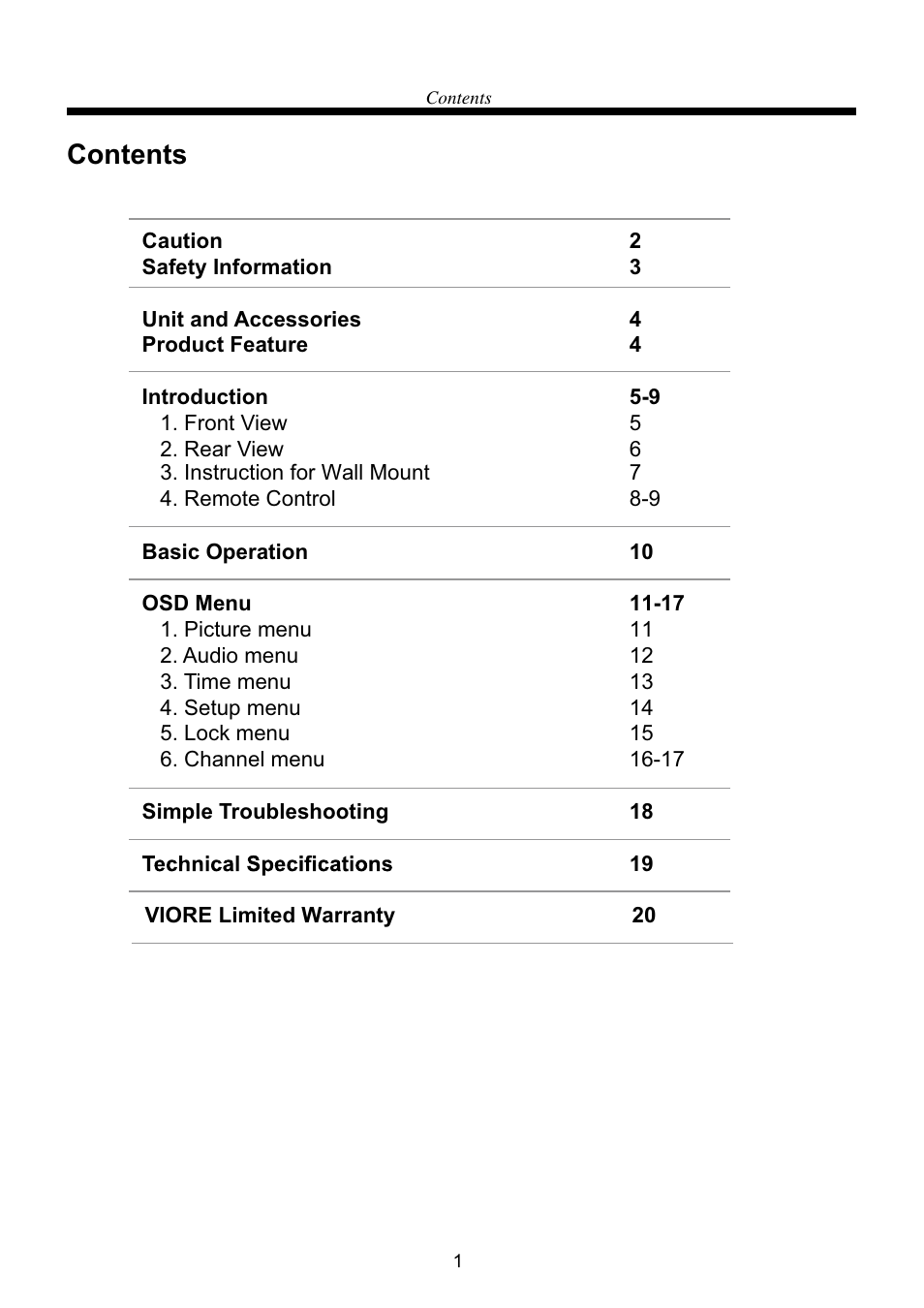 VIORE LC32VF62 User Manual | Page 3 / 24