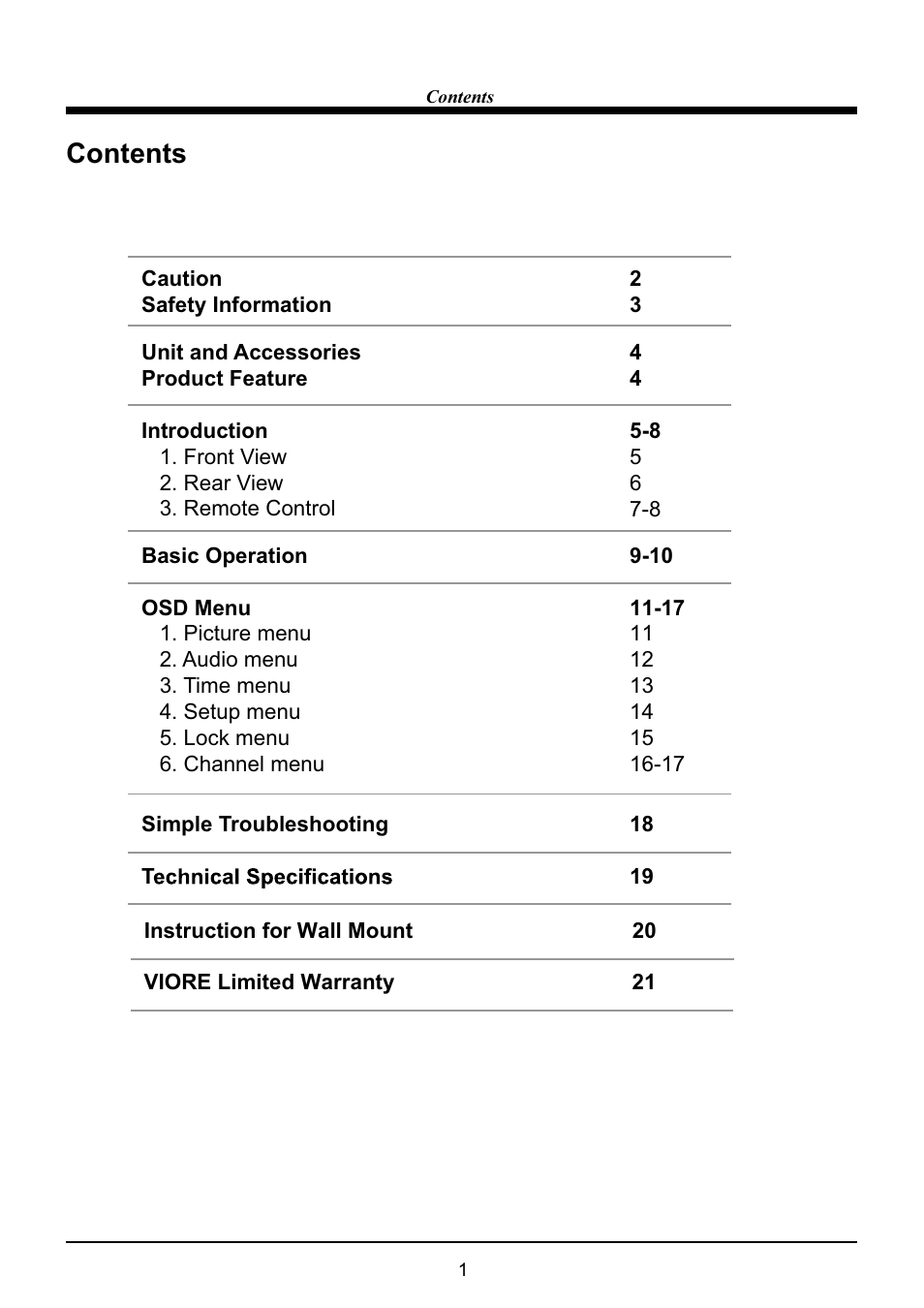 VIORE LC32VH60 User Manual | Page 3 / 24