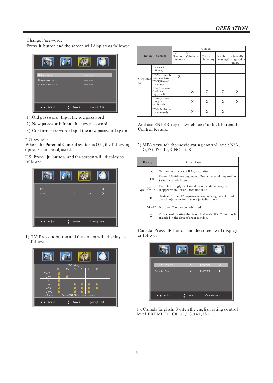 Operation | VIORE LC32VH70 User Manual | Page 14 / 18