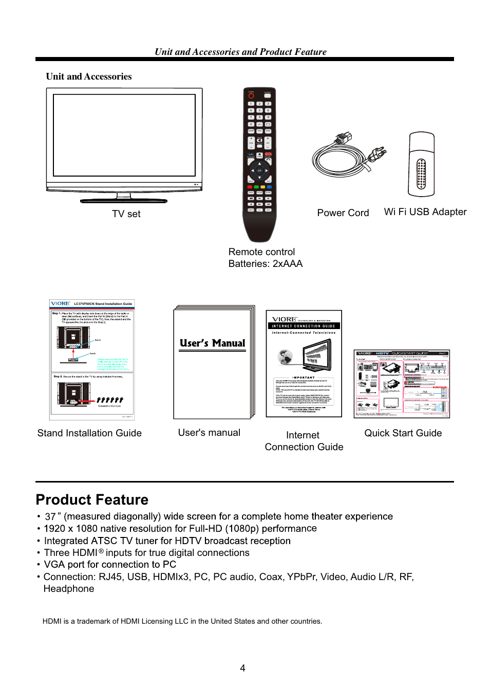 Product feature | VIORE LC37VF60CN User Manual | Page 6 / 28