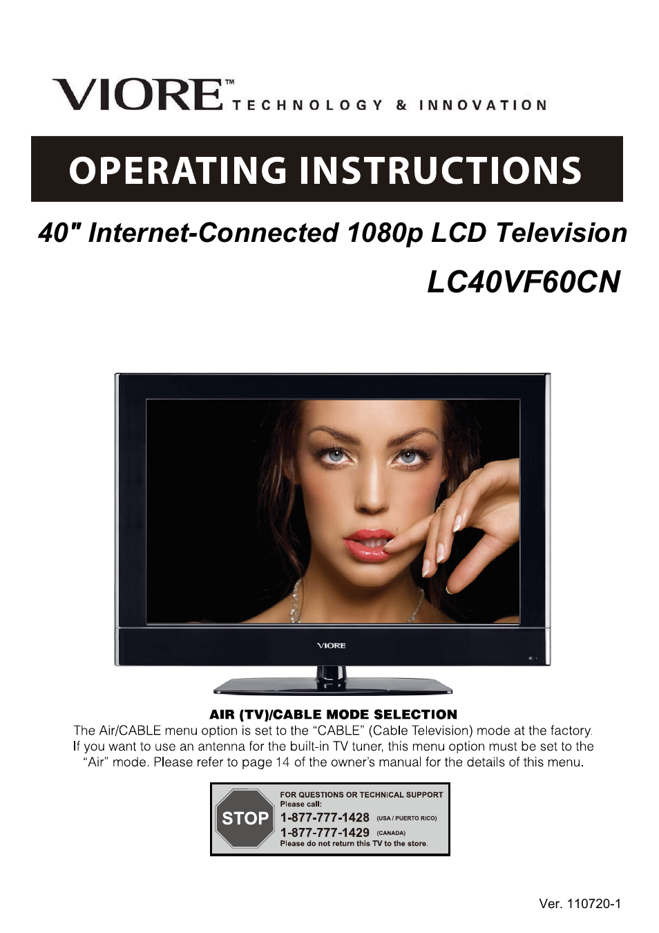 VIORE LC40VF60CN User Manual | 28 pages