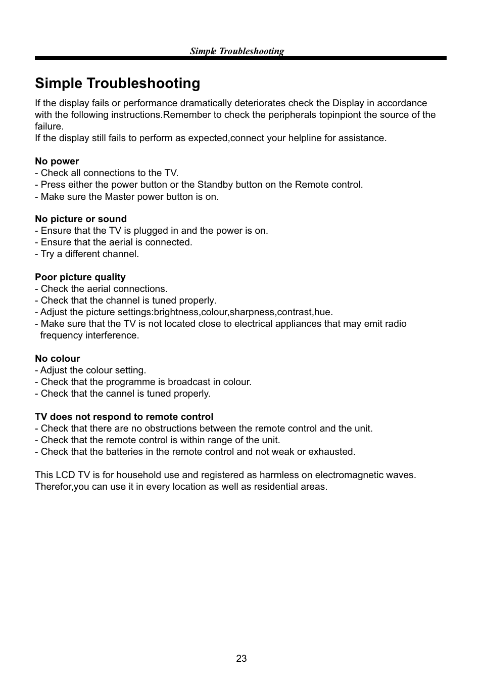 Simple troubleshooting | VIORE LC40VF60CN User Manual | Page 25 / 28