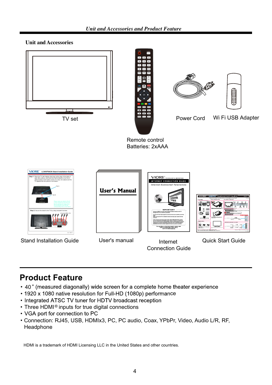 Product feature | VIORE LC40VF60CN User Manual | Page 6 / 28