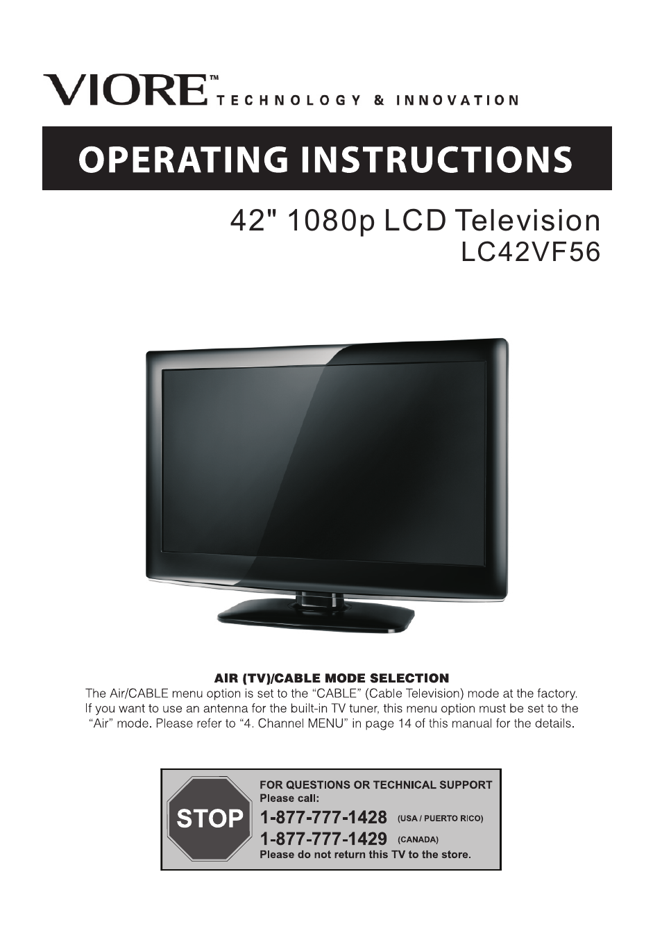VIORE LC42VF56 User Manual | 17 pages