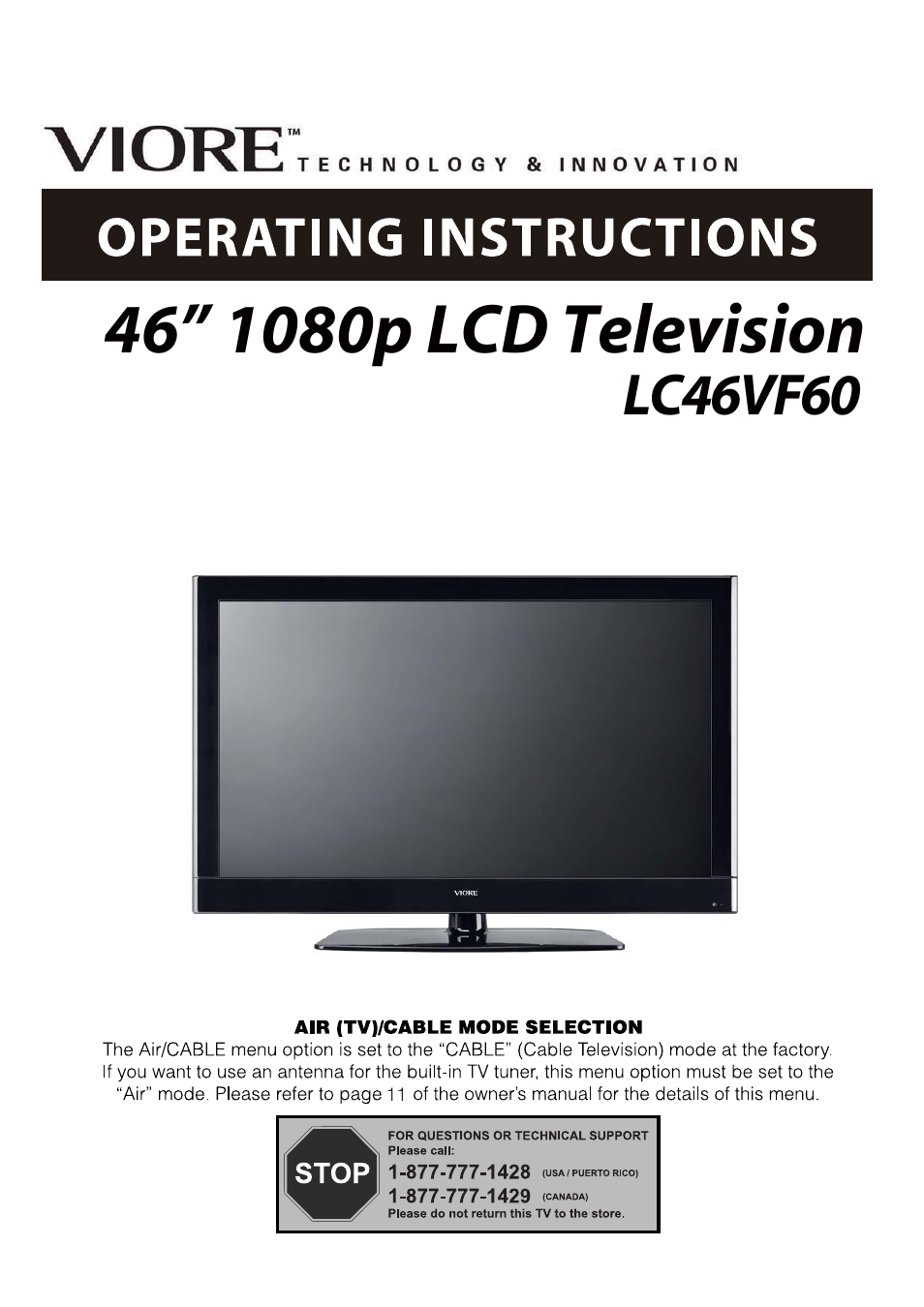 VIORE LC46VF60 User Manual | 24 pages