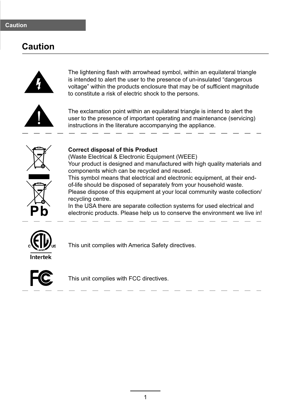 Caution | VIORE LC46VF60 User Manual | Page 4 / 24