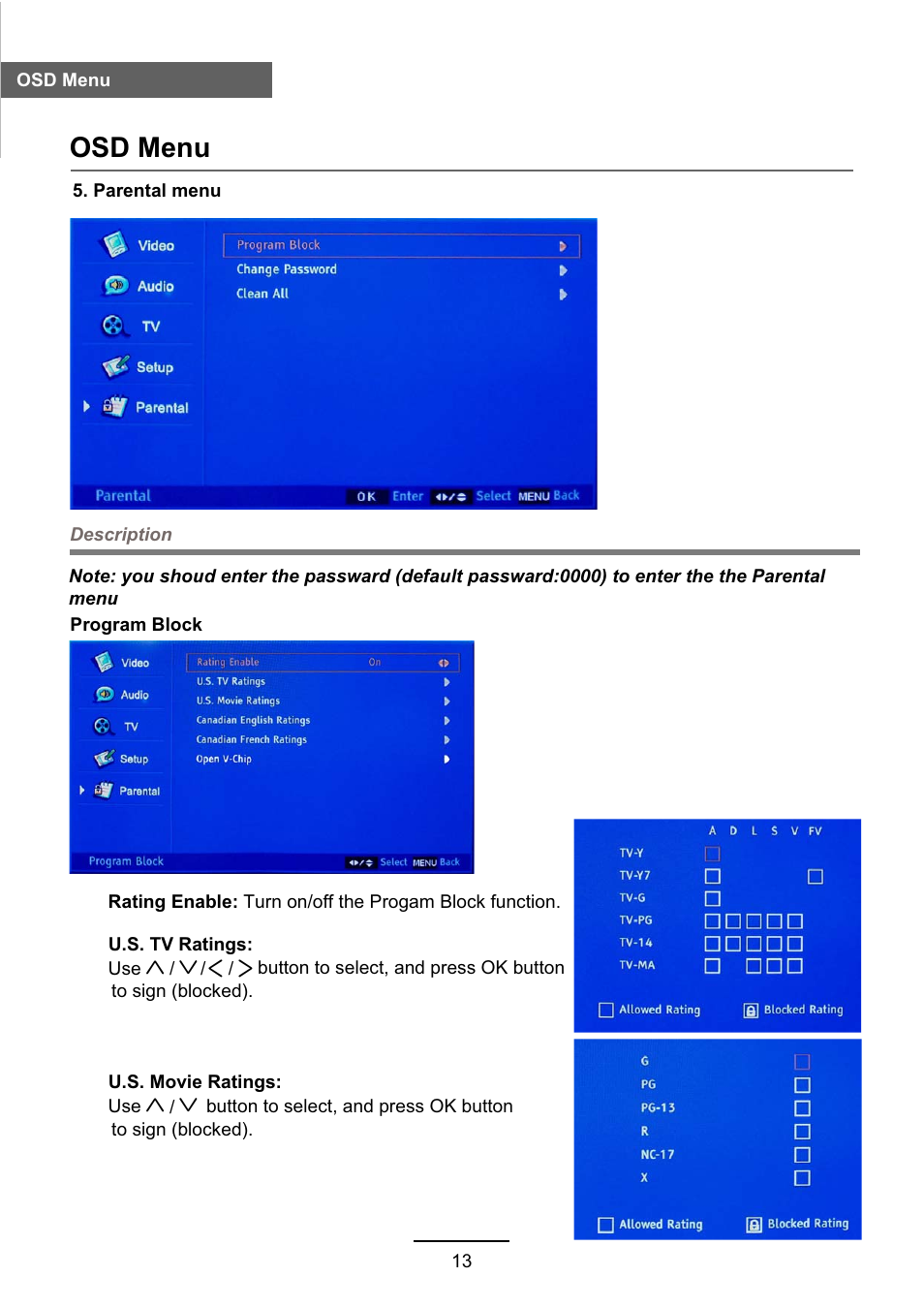 Osd menu | VIORE LC55VFZ61 User Manual | Page 16 / 24