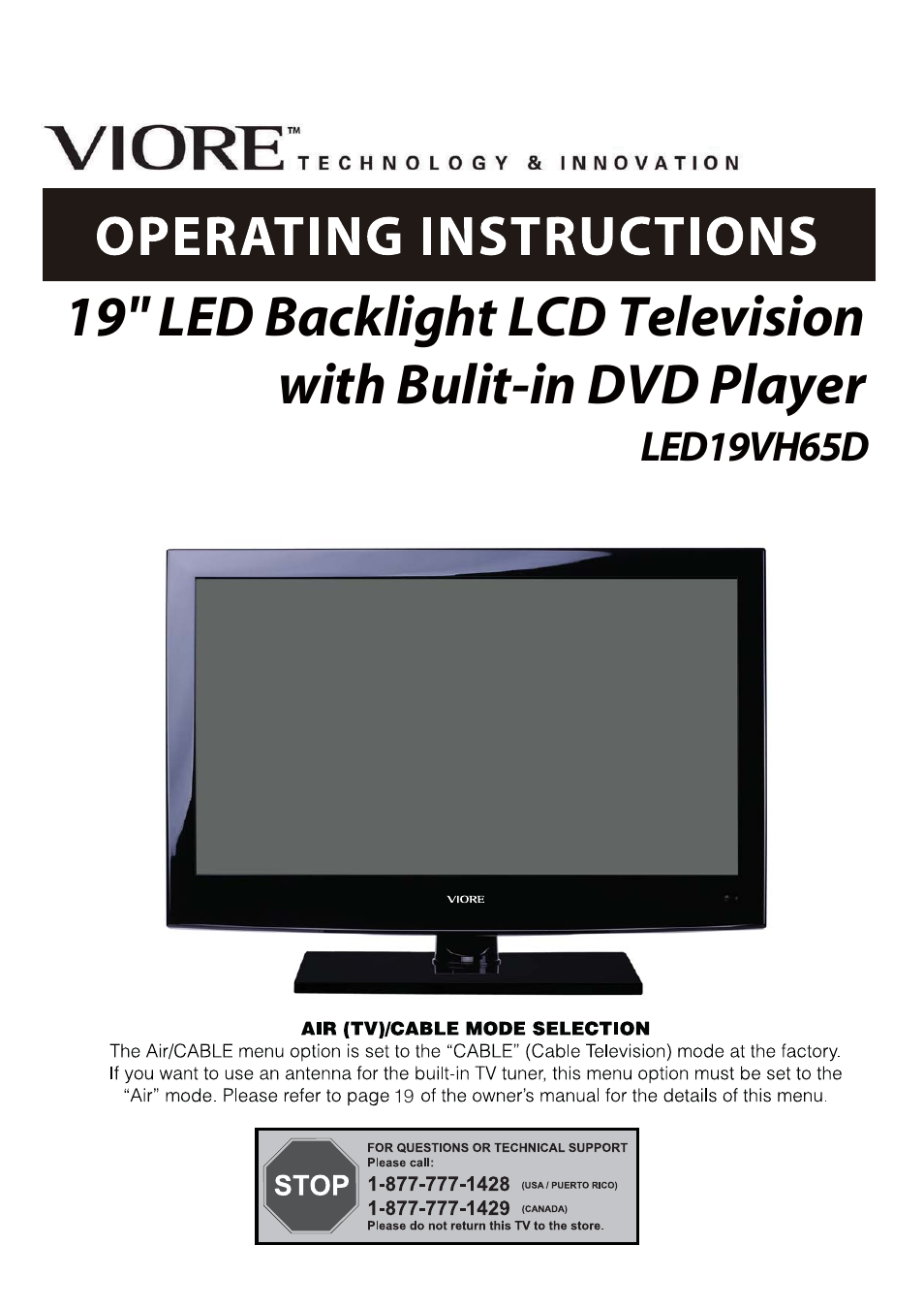 VIORE LED19VH65D User Manual | 36 pages