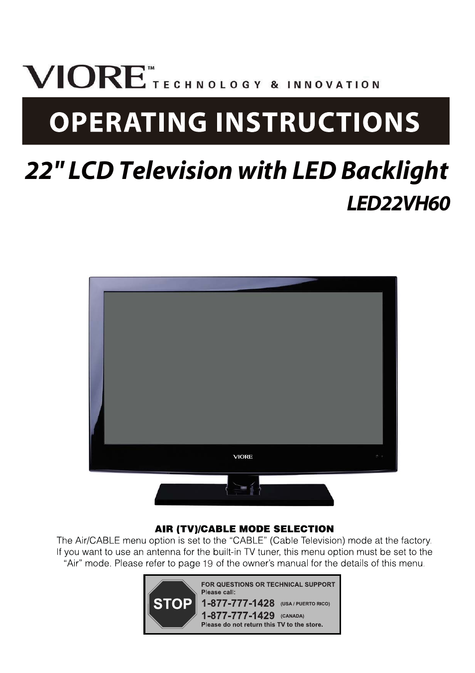 VIORE LED22VH60 User Manual | 28 pages