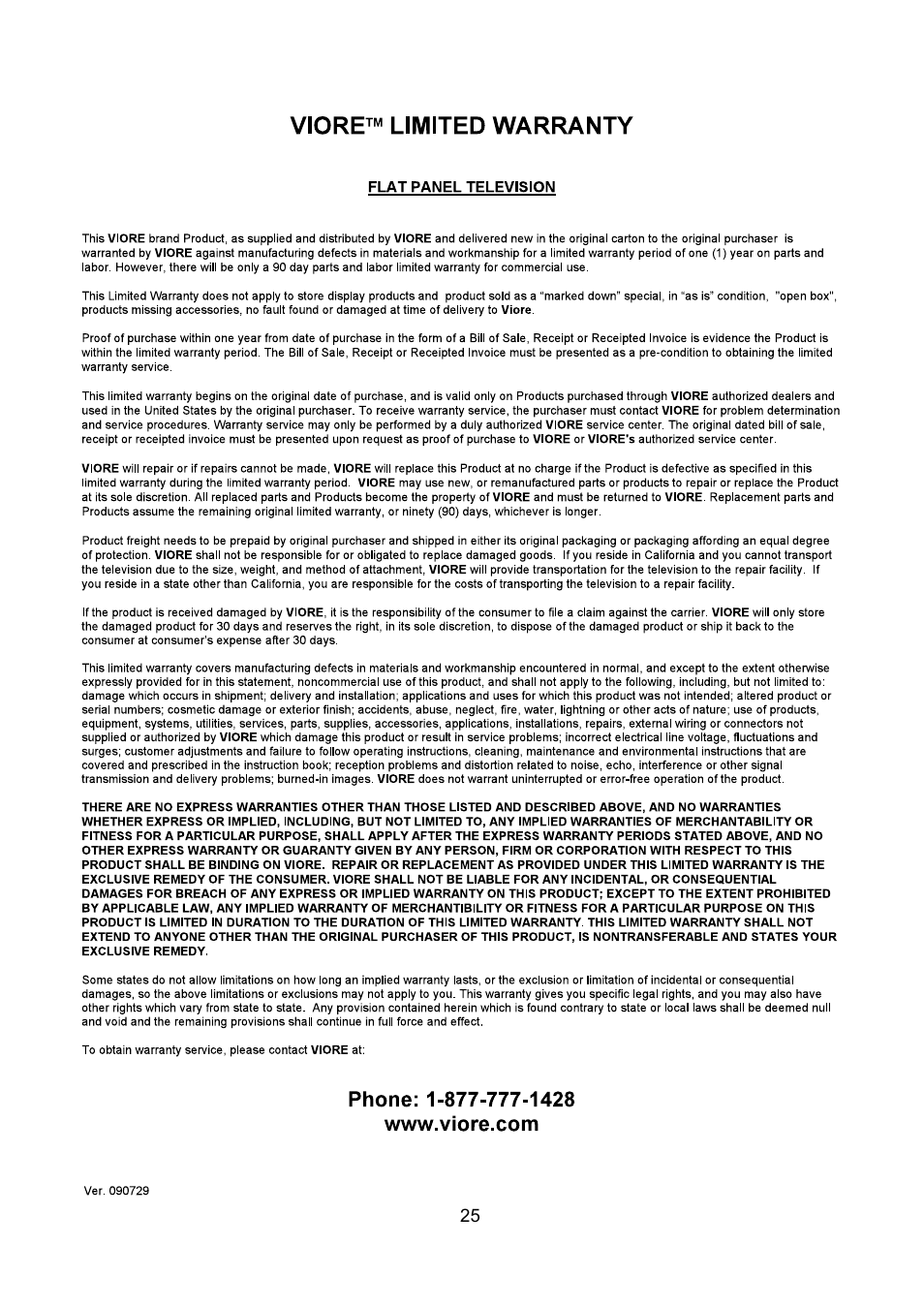 VIORE LED22VH60 User Manual | Page 27 / 28