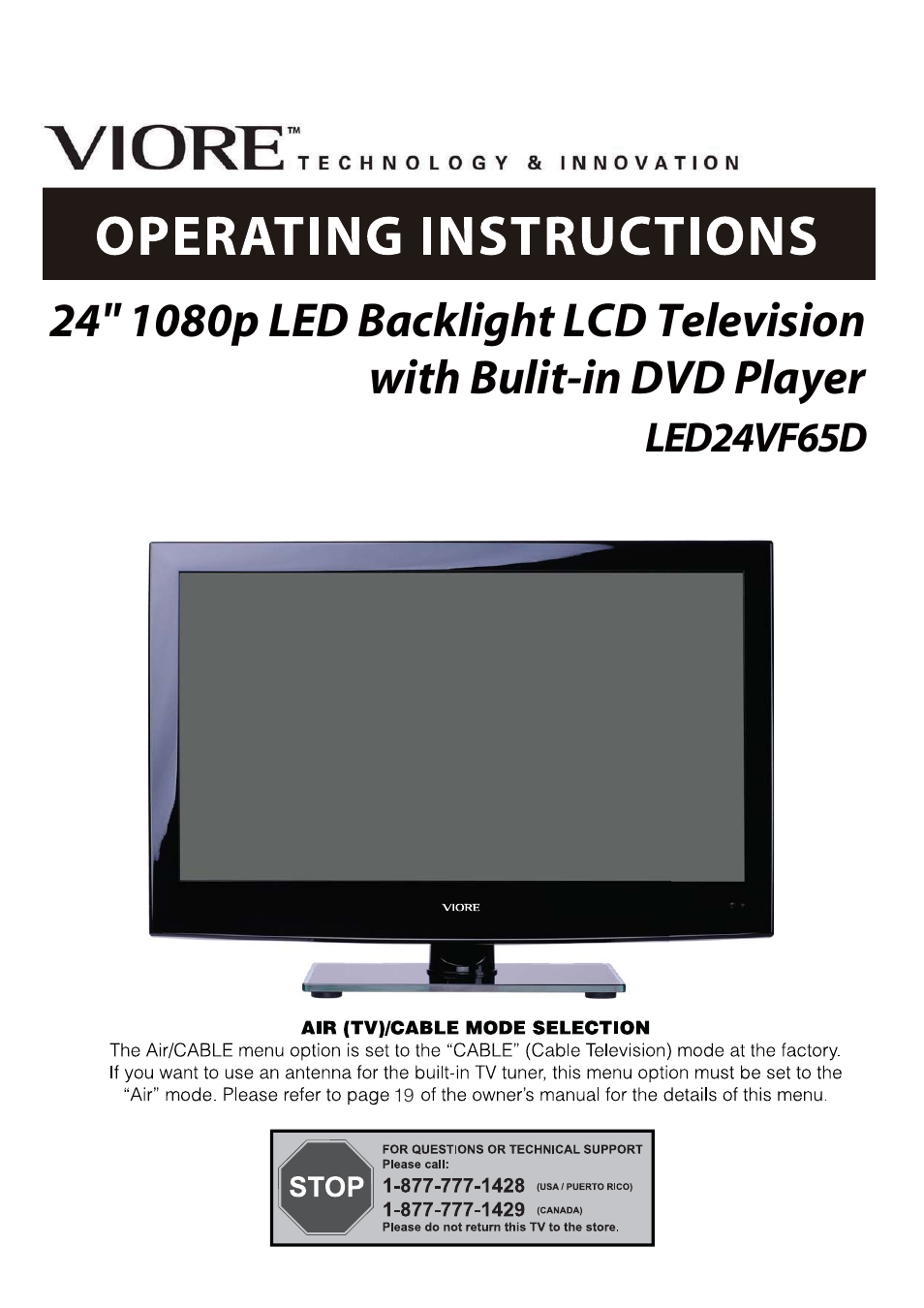 VIORE LED24VF65D User Manual | 36 pages
